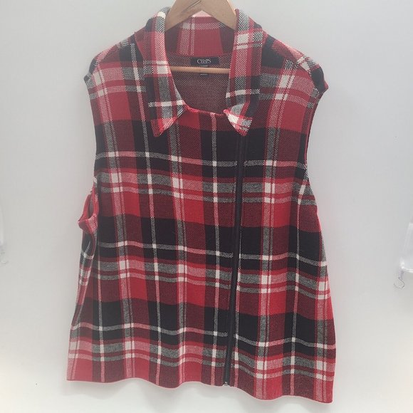 Chaps Red Plaid Zipper Vest‎ Size 2X - Picture 1 of 10